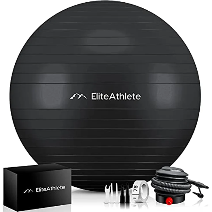 EliteAthlete Gymnastikball Sitzball Büro ergonomisch mit Anti Burst System - Fitness Pilates Schwangerschaft - Schwangerschaftsball Fitnessball Yogaball - Yoga Ball 55cm inkl. Luftpumpe – Bild 1