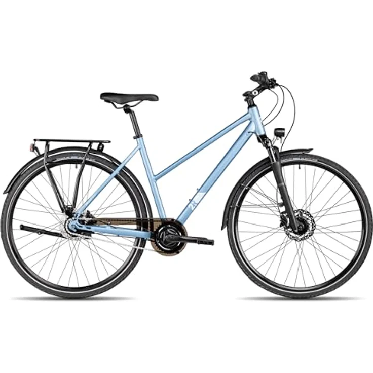 2R Manufaktur TRX GO Trapez Citybike, 28 Zoll, mit SR Suntour Federgabel, hydraulischen Scheibenbremsen und Nabenschaltung, hellblau, 56 cm – Bild 1