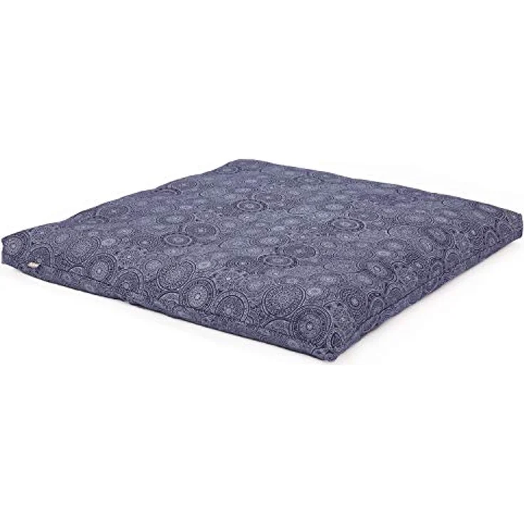 Bodhi Meditationsmatte ZABUTON | Maharaja Collection | Gemusterte Yoga Matte mit waschbarem Bezug aus 100% Baumwolle | Meditationskissen Unterlage | Maße 80 x 80 x 6 cm (dunkel-blau/Mandala) – Bild 1
