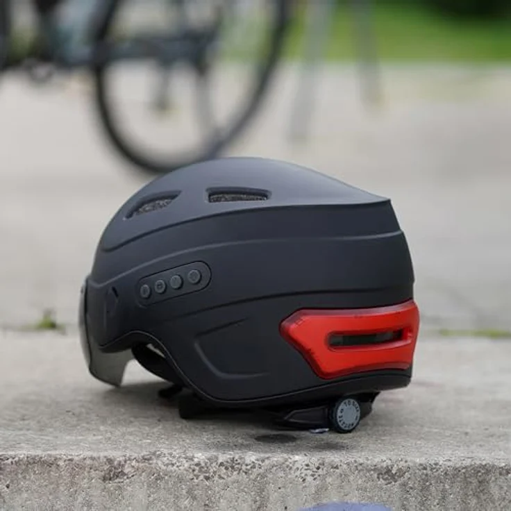 Prophete Smart Fahrradhelm mit Full-HD Kamera, Bluetooth 4.0, LED-Blinker, 54-58 cm, Schwarz – Bild 8