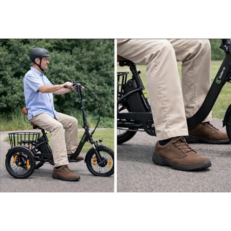 SachsenRAD T6S Comfort Air E-Dreirad für Senioren, 16” Aluminium Klapprad Trike mit Durchstiegrahmen, 36V/468Wh Akku, 6 km/h Schiebehilfe, Rücklicht mit Bremsfunktion, inkl. Lastenkorb und Alarmanlage – Bild 3