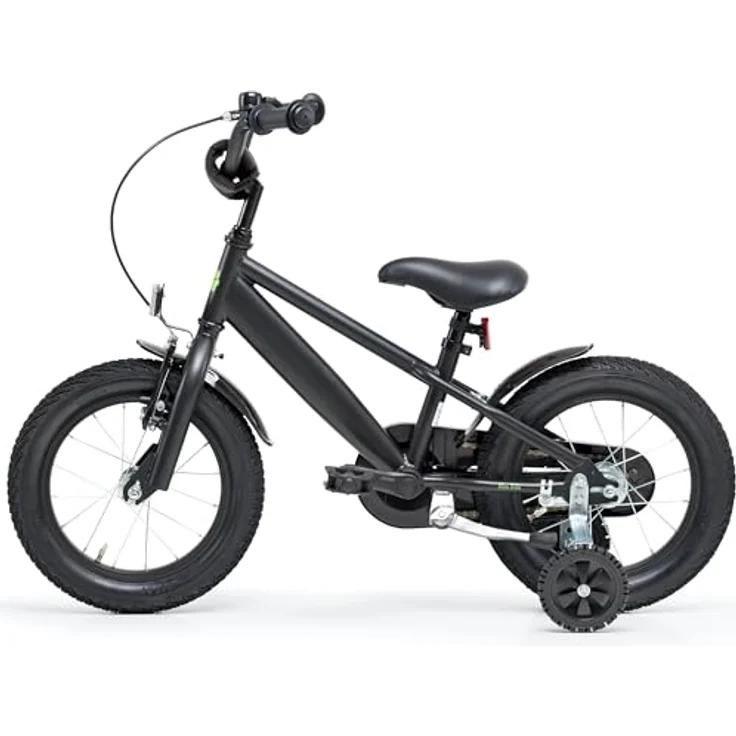 Bachtenkirch Qualitäts Kinderfahrrad 12 Zoll matt Schwarz Jungen Kinderrad Fahrrad ab 3 Jahre, mit Rücktrittbremse und V-Brake, inkl. Stützräder und Klingel – Bild 2