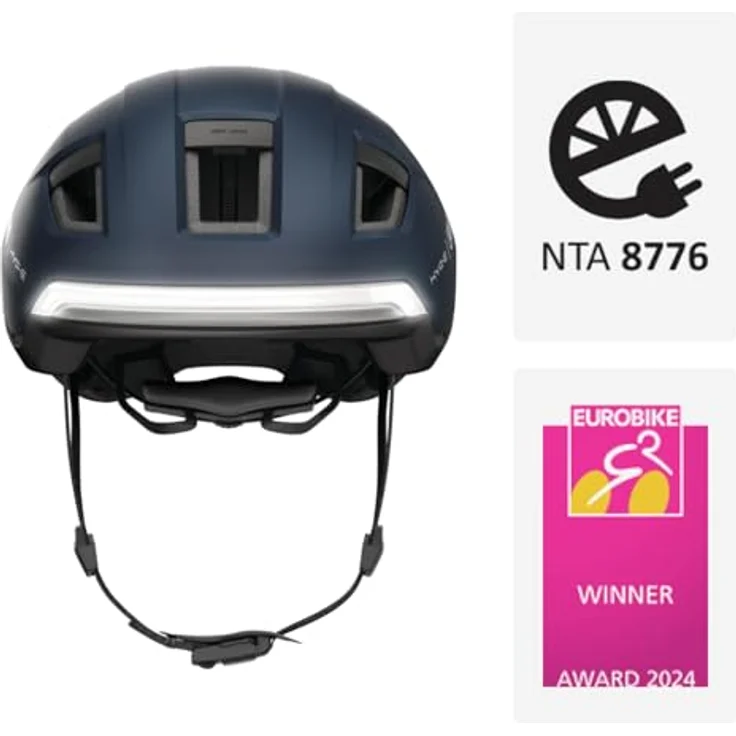 ABUS HYP-E Fahrradhelm, Helm mit Frontlicht, Rücklicht und Blinklicht, für E-Bike und S-Pedelec, Größe L, Blau – Bild 2