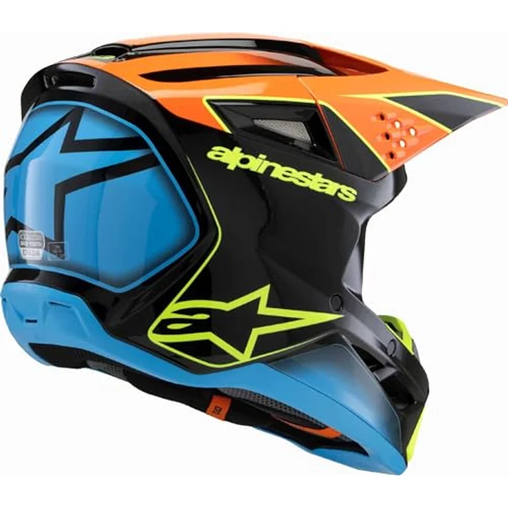 Alpinestars SM3 Fray Jugend Motocross Helm, schwarz/blau/gelb, leichtes Design mit anpassbaren Innen- und Wangenpolstern, Größe Y/L (52/53) – Bild 7