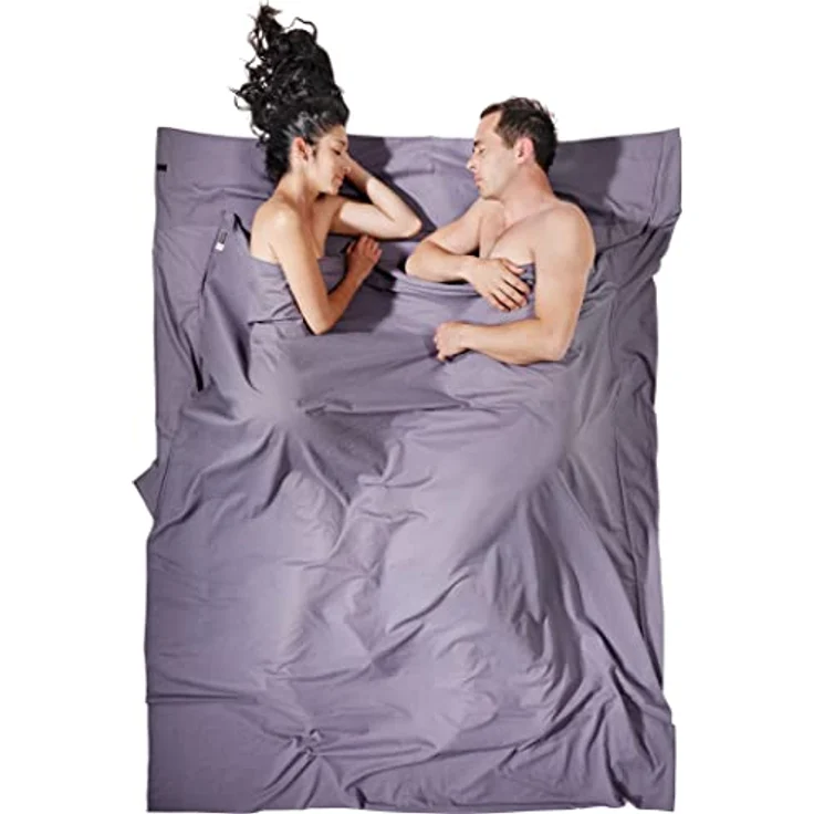 Cocoon TravelSheet, Deckenschlafsack für zwei Personen, mit Insect Shield Imprägnierung, 210 cm, integrierte Kissen-Einschubtasche, leicht 560 g, hochwertige Baumwolle und Wolle – Bild 2