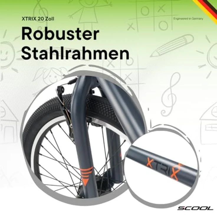 S'cool BMX-Rad XtriX 20, Kinderfahrrad mit 1 Gang und robustem Rahmen, ideal für Tricks und actionreiche Fahrten – Bild 4