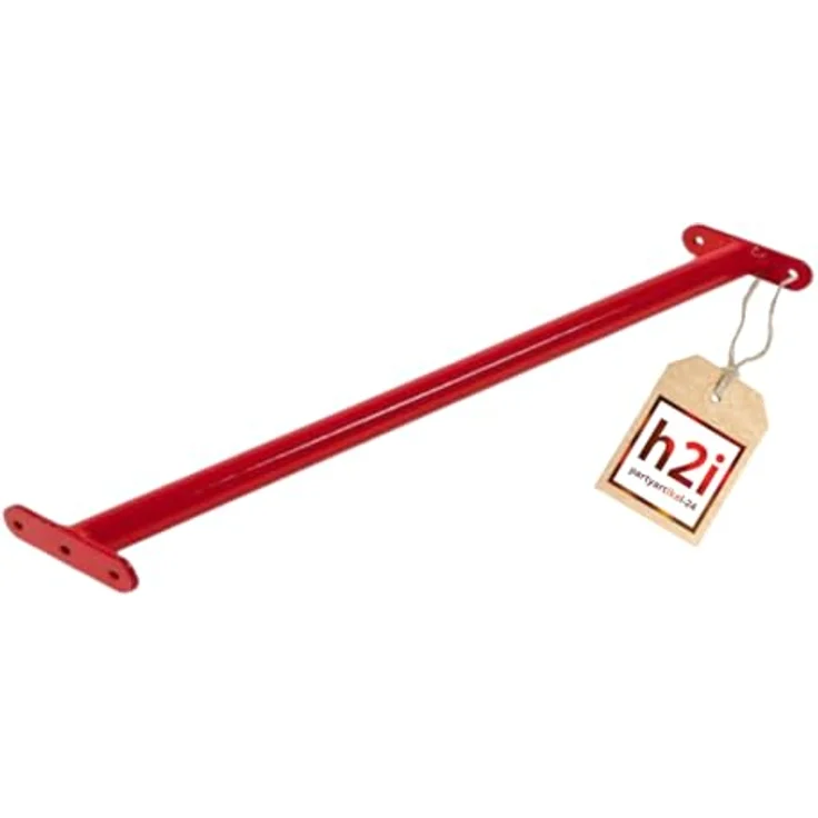 h2i Turnstange für Kinder | Reckstange aus Edelstahl | für Garten & Kinderzimmer | Klimmzugstange Outdoor & Indoor | Stange zum Turnen in Rot | Länge 125 cm – Bild 1