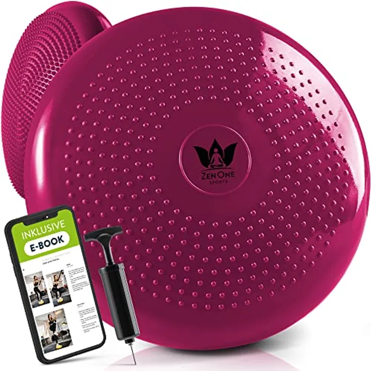 ZenOne Sports Balancekissen, orthopädisches Sitzkissen, Balance Board, Noppenkissen für aufrechte Haltung, Fitness-, Reha-, Balance- & Krafttraining, inkl. Pumpe, E-Book & Workout-Guide & -Video
