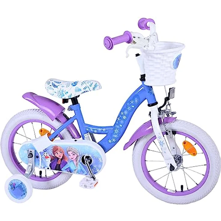 Disney Frozen Kinderfahrrad 2 Mädchen 14/16 Zoll Blau/Lila Rücktrittbremse bis 60 kg 85% zusammengebaut 3,5-6 Jahre – Bild 2