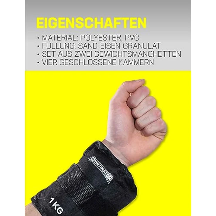 SPORTINATOR® Arm- & Bein-Gewichtsmanschetten, verstellbare Klettverschluss Knöchelgewichte, 2er Set (2 * 2 kg) für Damen und Herren, ideal für Gymnastik und Ausdauertraining – Bild 3