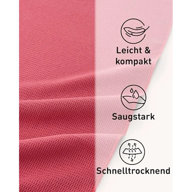 Fit-Flip Yoga Handtuch, rutschfest mit Noppen, schnelltrocknend aus Mikrofaser, hygienische Auflage für Yogamatte, 185 x 63 cm – Raspberry – Bild 4