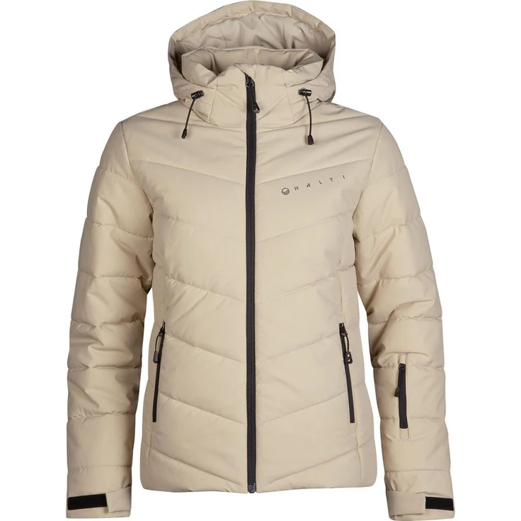 Halti Mellow Puffer Damen Skijacke, wasserdicht mit 10.000 mm Wassersäule, beige, Größe 34