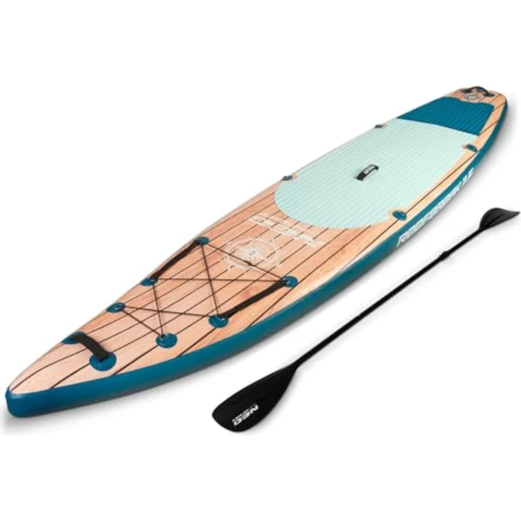 Neo-Sport Stand Up Paddle Board SUP Aufblasbar 350 cm, inkl. Zubehör und Sitz, braun-blau, langlebig und UV-beständig, maximale Tragfähigkeit 160 kg – Bild 5