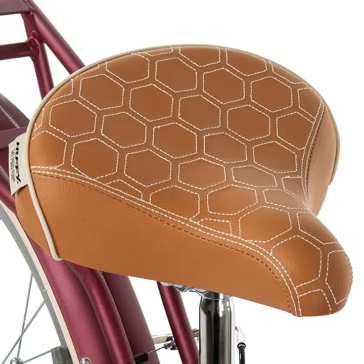 Huffy Deluxe 26" Cruiser Bike, Singlespeed Fahrrad mit Lenkerkorb und Gepäckträger, Matt Dark Berry – Bild 5