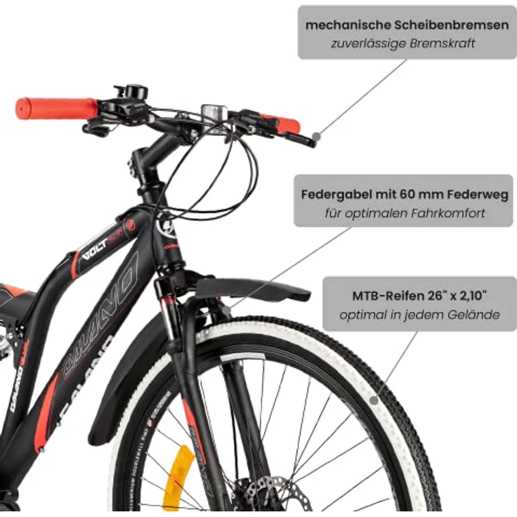 Galano Volt DS Mountainbike Fully, 26 Zoll, 21 Gang, für Jugendliche ab 160 cm, Farben: weiß/grün, schwarz/grün, schwarz/rot – Bild 3