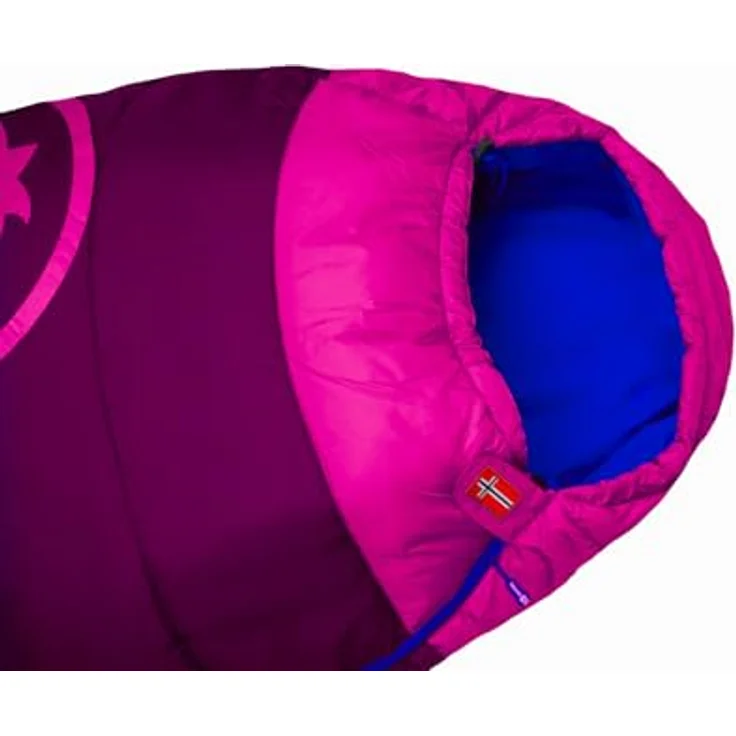 Trollkids KIDS FJELL DREAMER, Robuster Schlafsack mit Mitwachs-Funktion, Dunkelrosa / Mittelblau – Bild 4