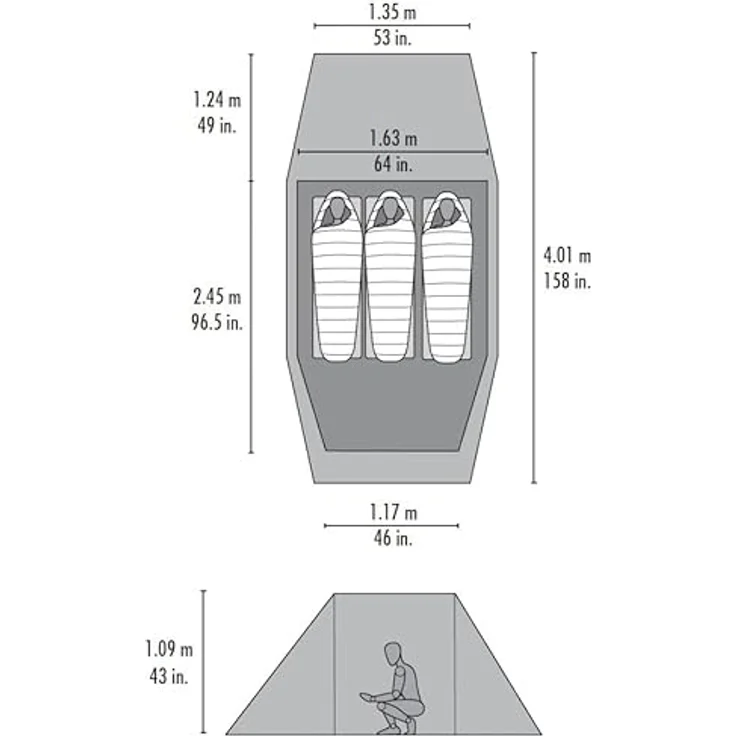 Msr Avstand Tunnelzelt, 3-Personen, 2.90 kg, robuster Aufbau, trockener Aufbau, geräumig – Bild 8