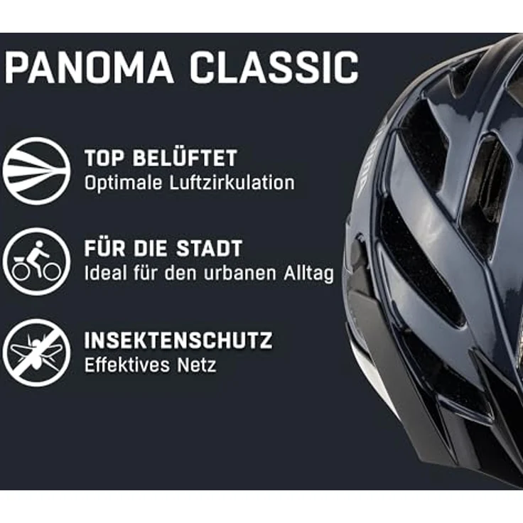 ALPINA Panoma Classic, Touren-Fahrradhelm für schmale Köpfe, leichtes Inmold-Design, schwarz – Bild 2