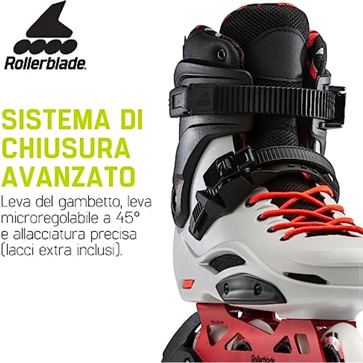 Rollerblade RB Pro X Inline-Skates, Weiß/Schwarz, 45°-Schnallen-System, anatomische Polsterung, 80 mm Supreme Räder – Bild 2