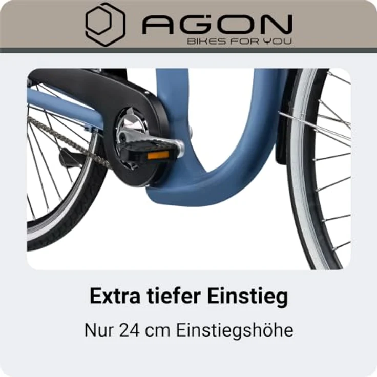 Agon Assist E-Bike City, Aluminium Tiefeinsteiger mit 250 W Motor, 28 Zoll, dusty blue – Bild 8