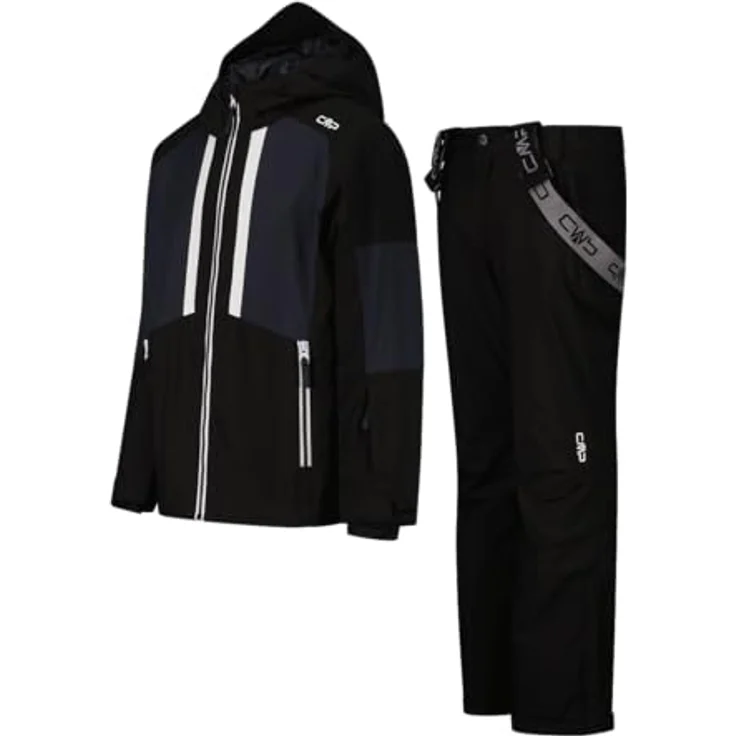 CMP Kinder Skiset Jacket and Pant, wasserdicht mit 10.000 mm Wassersäule, atmungsaktiv, inklusive reflektierenden Details und abnehmbarer Kapuze – Bild 3