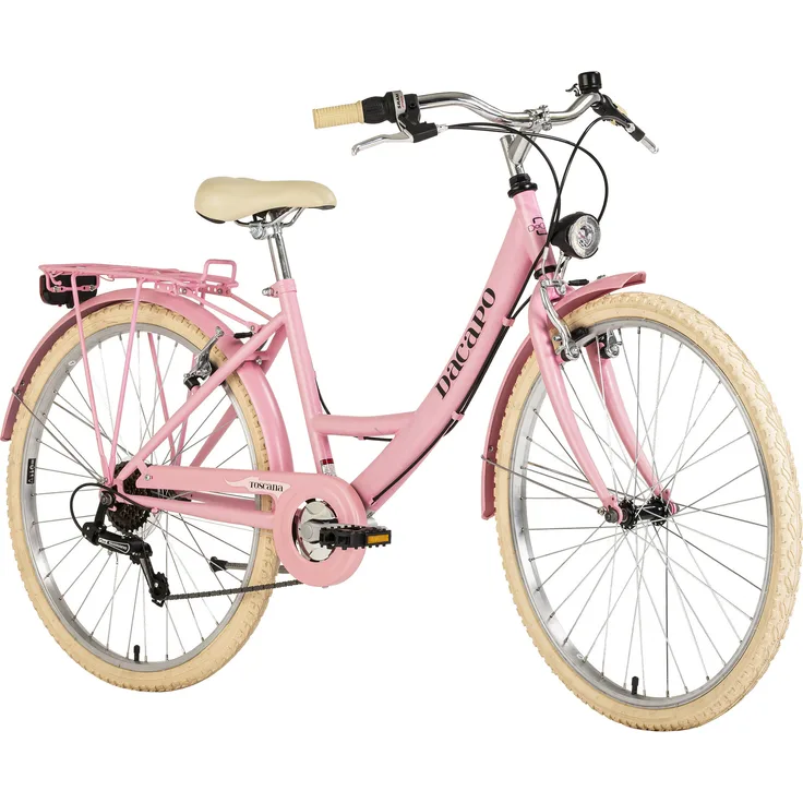 DaCapo DaCapo Damenfahrrad 26'' Toscana Damen Bike Vintage Rosa 6 Gänge RH 41 cm, Cityrad mit SHIMANO 6-Gang-Kettenschaltung