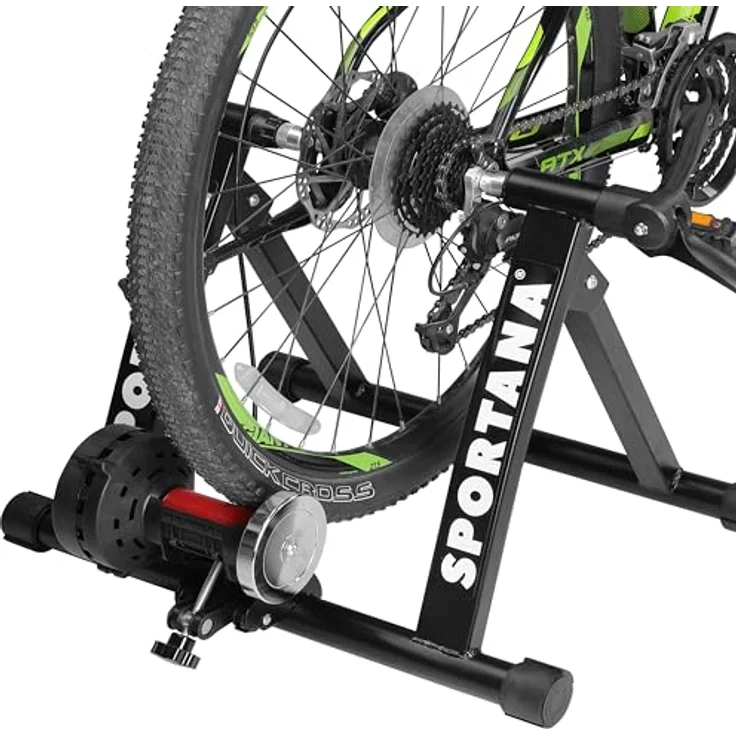 Sportana Rollentrainer Galibier, 6 Gänge Magnet-Fahrradtrainer, klappbar, Stahl, bis 150kg, schwarz – Bild 3