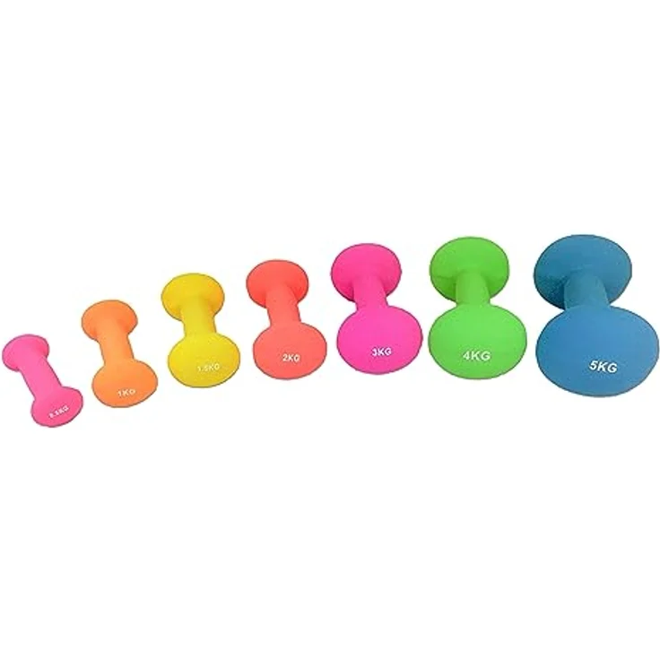 Tunturi 2er Set Kurzhantelset, Fitnessset, 1 kg, Bunte Kurzhanteln mit Neopren – Bild 2