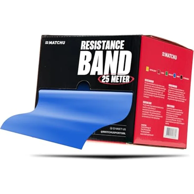Matchu Sports Widerstandsbänder | 100% Latex, abschneidbar, 25M, blau (schwer, 6-7 KG)