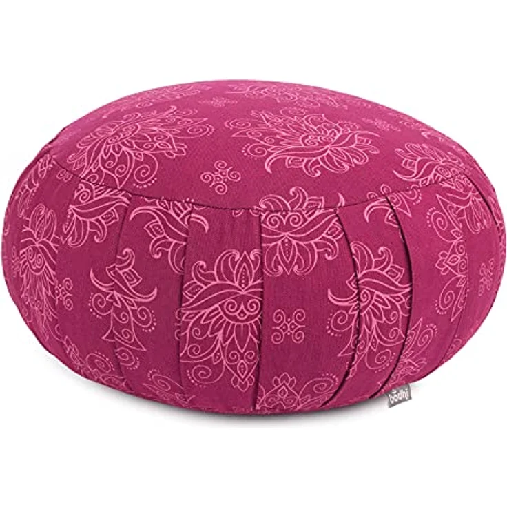 Bodhi Meditations-Set | Maharaja Collection | Meditationsmatte (Zabuton) & Meditationskissen Zafu mit Dinkelfüllung | Bezug aus Baumwolle | Unterlage zur Meditation (Lotus/Berry) – Bild 3