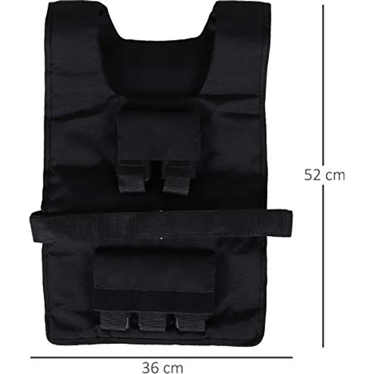 HOMCOM 30 kg Trainingsweste, Gewichtsweste, Verstellbar, Krafttraining, Fitness, Oxford, Eisen, Schwarz, 36 x 52 cm - Preisvergleich – Bild 3
