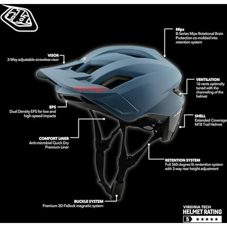 Troy Lee Designs Flowline SE MIPS Helm, Trooper, smoke, 14 Belüftungsöffnungen, M/L | 57-59cm, Fidlock® Magnetverschluss-System – Bild 2