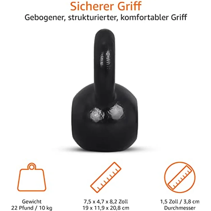Amazon Basics - Kugelhantel aus Gusseisen, 10 kg, Schwarz – Bild 4