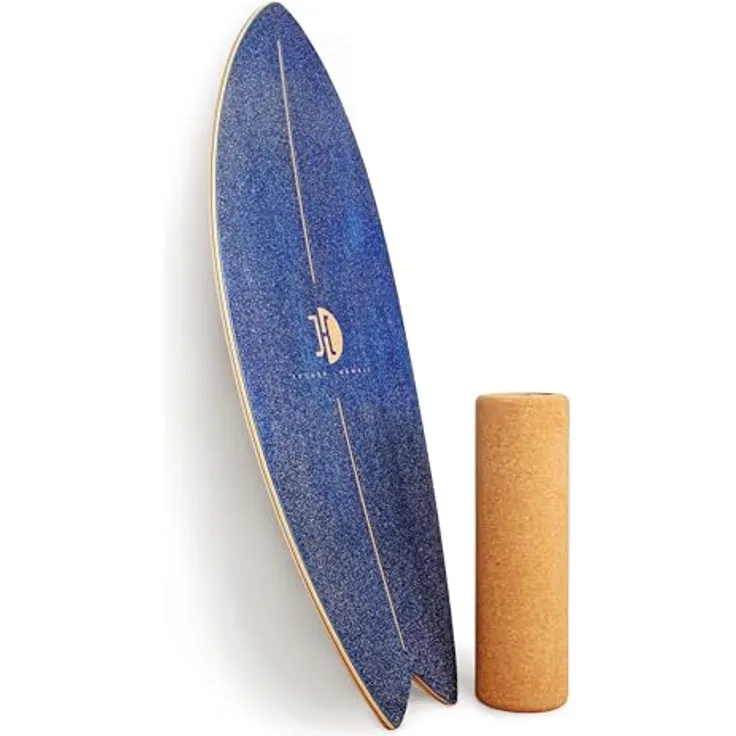 JUCKER HAWAII Surf Balanceboard Ocean Rocker Blue | Balance Board mit einmaligem Rocker Shape | Balance Board aus Holz inkl. Korkrolle | Surf Balanceboard