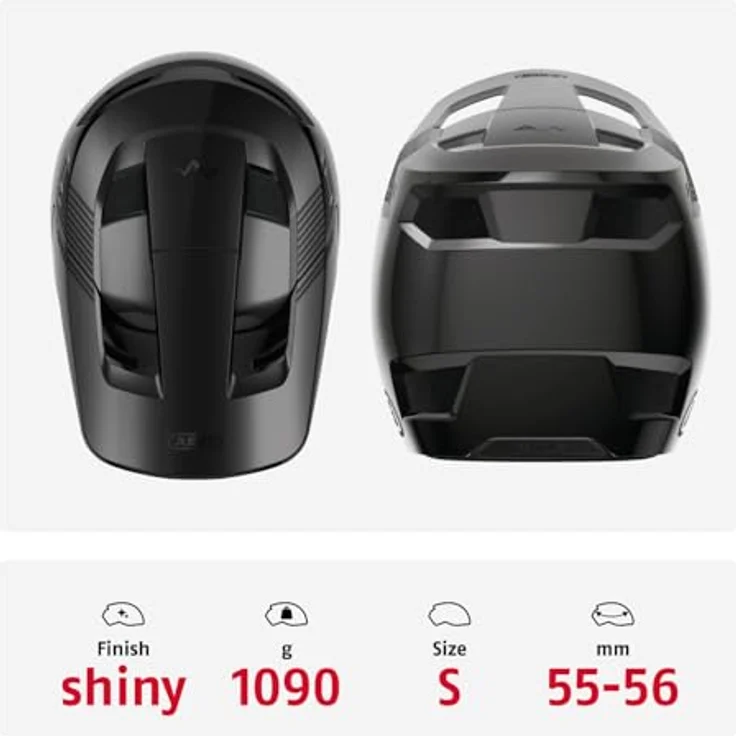 ABUS Downhill Helm HiDrop, ASTM-er Fullface Helm mit ABS-Außenschale für MTB, Schwarz, Größe S – Bild 3