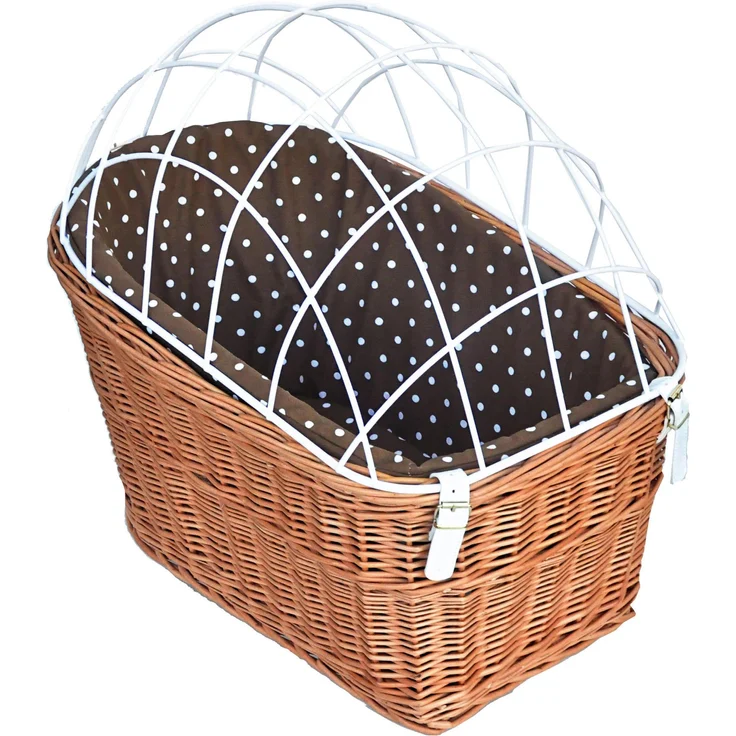 Aumüller Velokorb "11/828/HA51", 100% Weide mit Racktime-Trägersystem M, Sicherheitsgitter und Oeko-Tex Kissen im Polka Dot Design