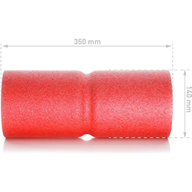 BODYMATE Faszienrolle CARE Mittel-Hart mit umlaufender Rille zur Wirbelsäulen-Entlastung, E-Book inklusive, Pepper-Red, 35x14cm – Bild 5
