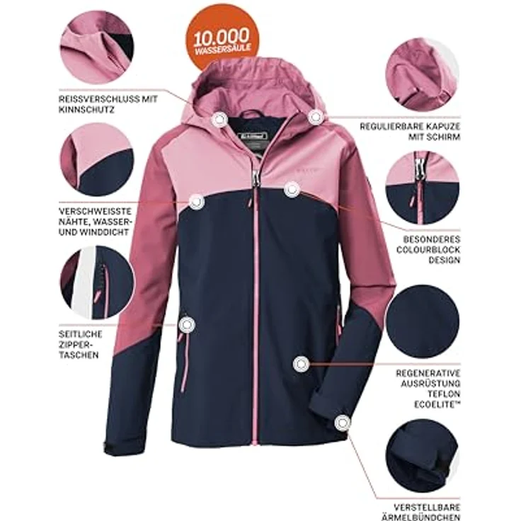 Killtec Funktionsjacke für Mädchen, Skijacke mit 10.000mm Wassersäule, dunkelnavy, Größe 140 – Bild 5