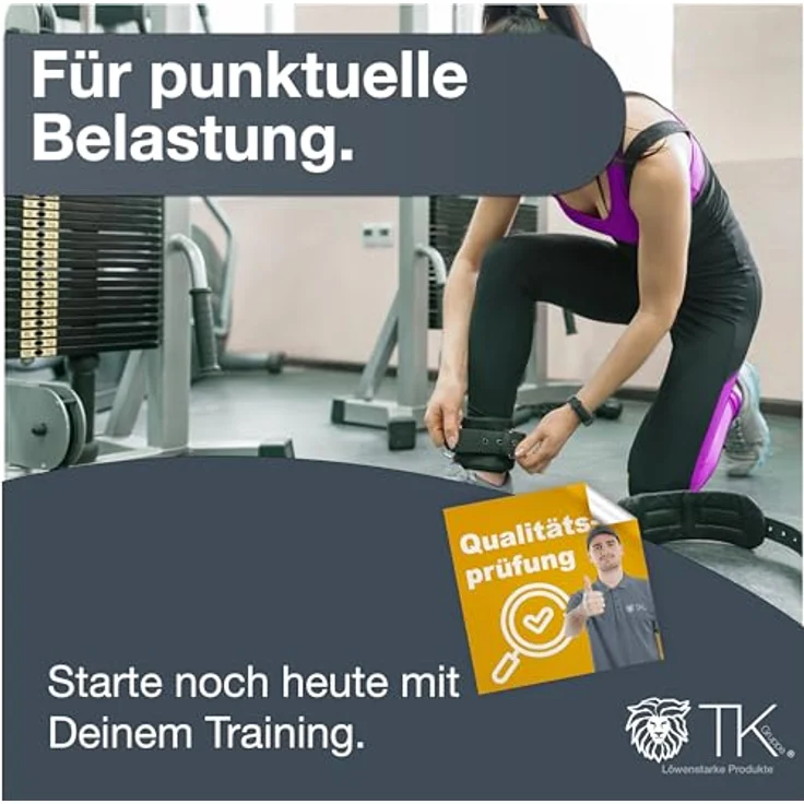 2er Fußschlaufen Set - schwarz mit Karabiner & Klettverschluss - justierbarer Footstrap für Fitness - Training - Sport - Fussmanschetten für Kabelzug für Frauen – Bild 4