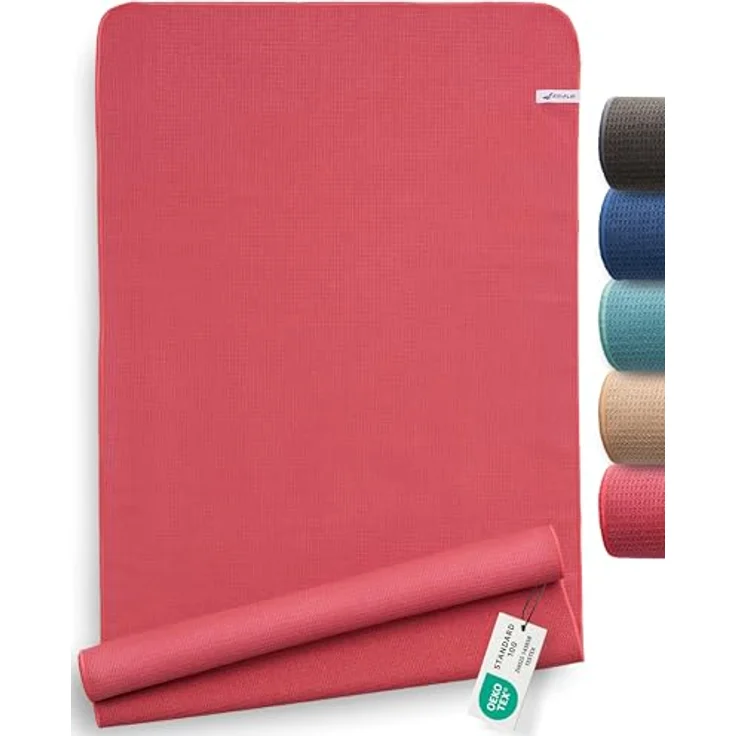 Fit-Flip Yoga Handtuch, rutschfest mit Noppen, schnelltrocknend aus Mikrofaser, hygienische Auflage für Yogamatte, 185 x 63 cm – Raspberry – Bild 1