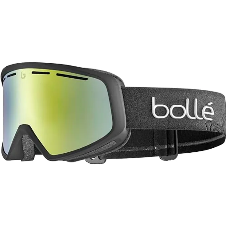 Bollé Cascade S3 Skibrille, Schwarz Matt mit verspiegeltem grauen Glas für sonnige Bedingungen, Tönungsstufe S3