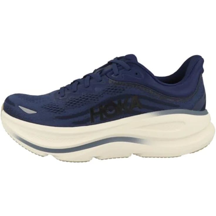 Hoka Bondi 9, Leichte Laufschuhe mit atmungsaktivem Mesh, stabilisierender Fersenkappe und 5 mm Sprenung, Blau, Gr. 48 – Bild 1