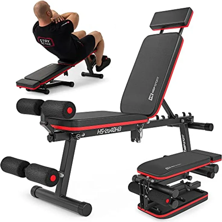 Hop-Sport klappbare Hantelbank HS-2040 - multifunktions Trainingsbank perfekt für Bankdrücken oder Ganzkörpertraining