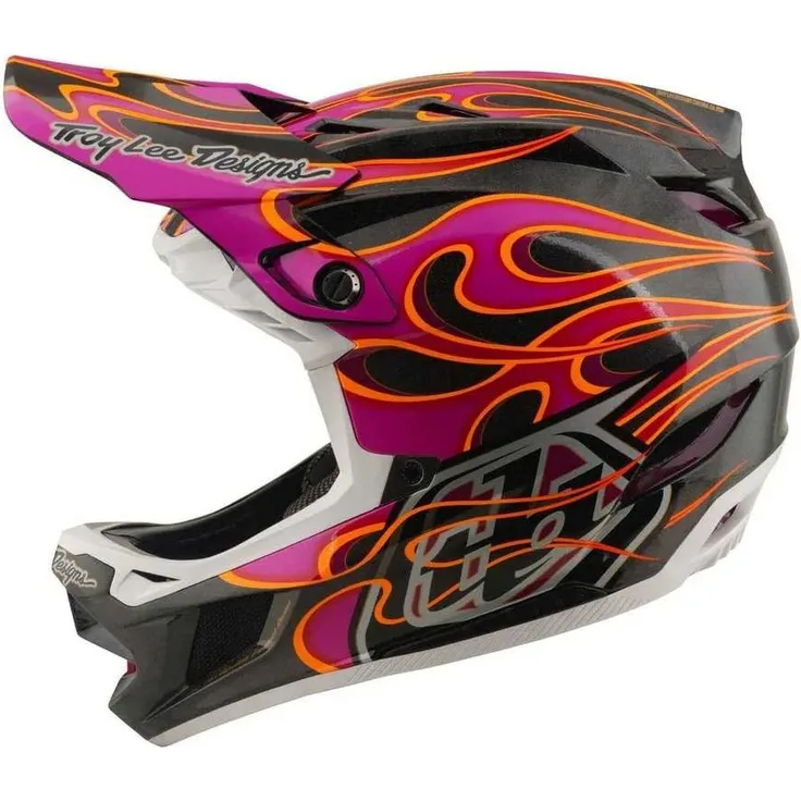 Troy Lee Designs D4 Carbon MIPS Downhillhelm, UD-Carbonfaser, anatomische 3D-Wangenpolster, schwarz, Größe L
