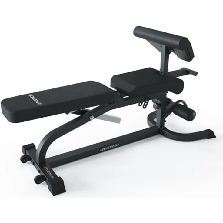Atletica X-Bench Multifunktionale Hantelbank mit Bizeps- und Beincurl-Aufsätzen | Negativ verstellbar | 650kg Belastbarkeit | 8cm dickes Polster – Bild 1