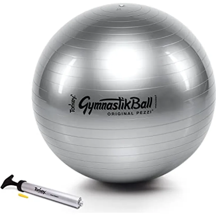PEZZI Original Ball Standard 65cm Silber Pumpe Gymnastikball Sitzball
