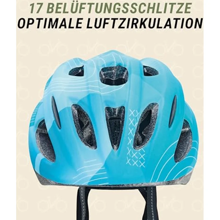 Prophete Kinder-Fahrradhelm, stoßfeste Hartschaum-Innenschale, integriertes LED-Licht, reflektierende Gurtbänder, Größe: 55-58 cm, Farbe: türkis – Bild 5