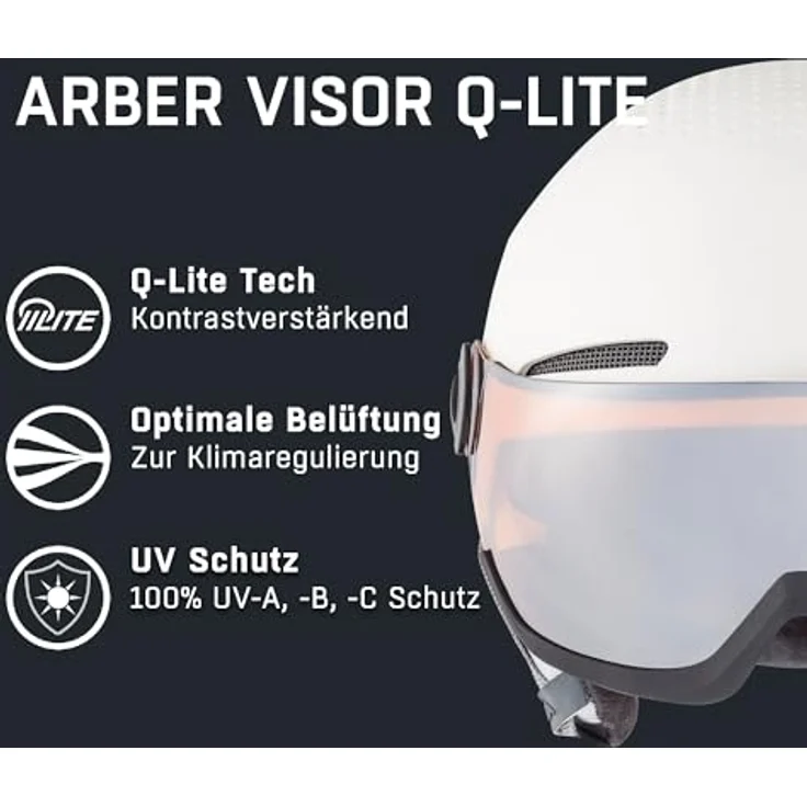Alpina Arber Visor Q-lite White Matt, Größe 51 - 55 cm - Ski- & Snowboardhelm, Farbe Weiß – Bild 3
