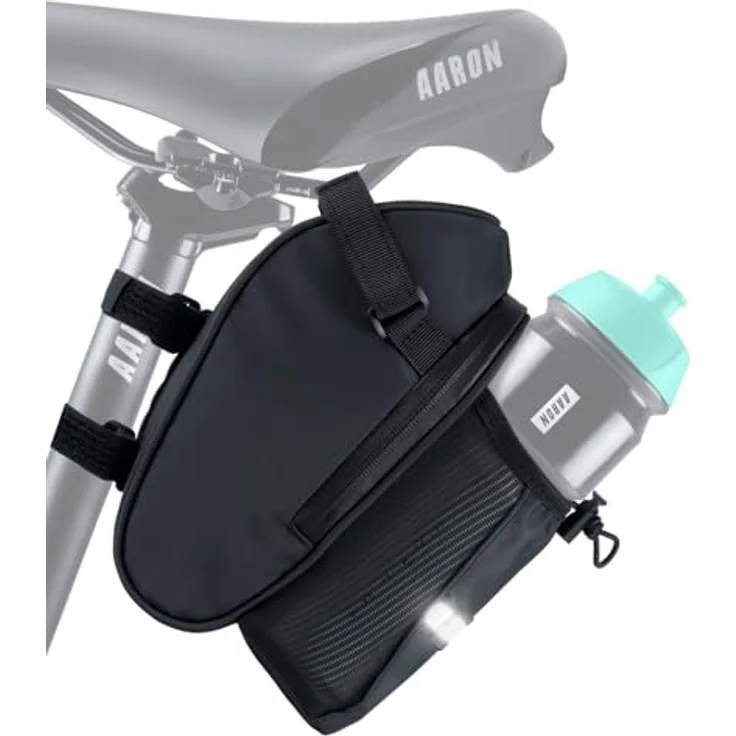 AARON Satteltasche Fahrrad, wasserabweisend mit Flaschenhalter und Reflektor, 1 Liter Volumen – Bild 1