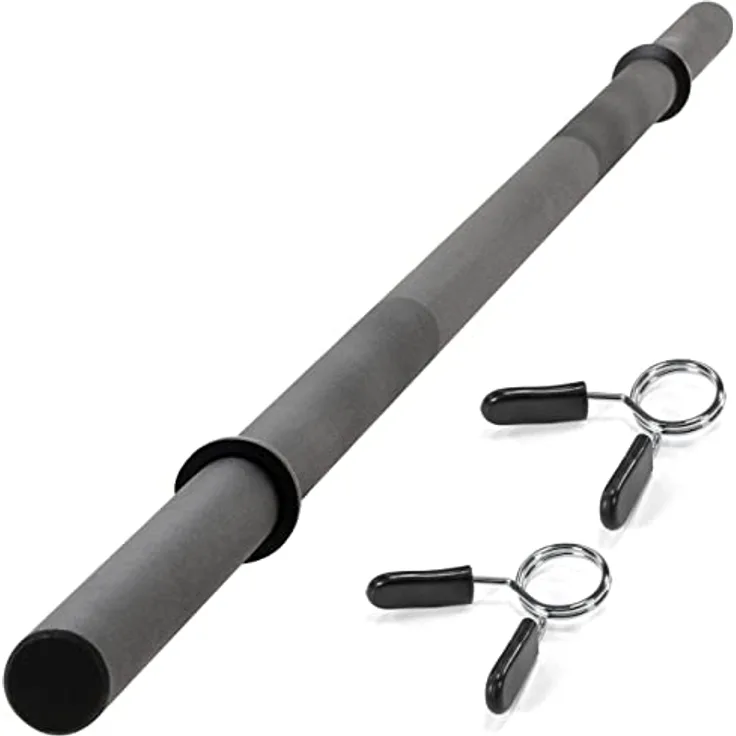 MAXXIVA Hantelstange 120 cm Langhantelstange Krafttraining Zugstange schwarz lackiert für Workout Bodybuilding Fitness Federverschluss Gewichtheben